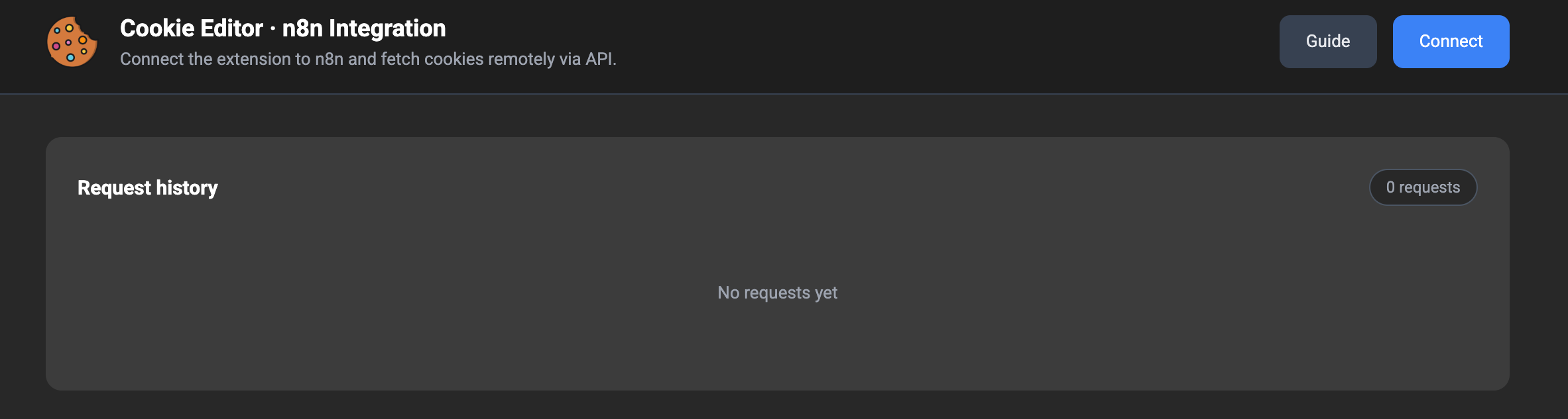 n8n tab — disconnected state with Connect button